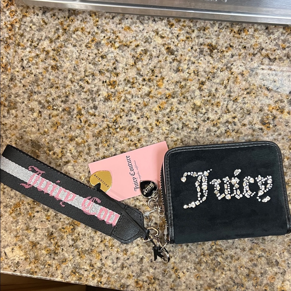 Juicy Couture Black Wallet with Rhinestone Detail